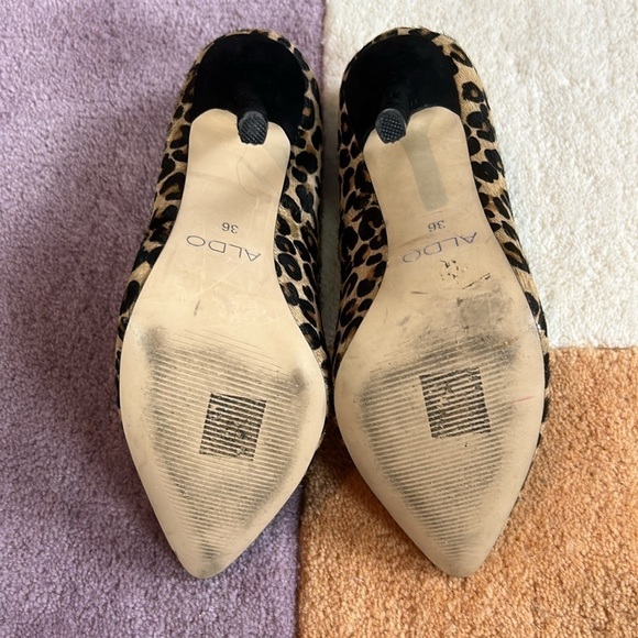 Aldo Leopard Print Pointed Leather Heels Size 5 - Picture 12 of 17
